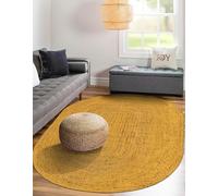 Aizza Trends Tappeto fatto a mano intrecciato a mano in iuta naturale, ecologico, tappeto per pavimento, tappeto da tavolo centrale per la decorazione della casa, giallo, 5 x 70 cm, piedi ovali