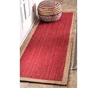 Aizza Trends Tappeto in iuta rossa, 7 x 2,8 m, stile boho chic, intrecciato a mano, decorazione rustica per soggiorno, sala da pranzo e camera da letto