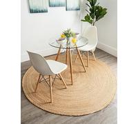 Aizza Trends Tappeto rotondo in iuta naturale da 6 m, tessuto a mano ed ecologico, durevole e adatto agli animali domestici, perfetto per soggiorno, sala da pranzo o camera da letto