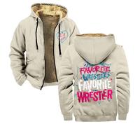 AJ Lee Your Favorite Wrestler Merch Felpa con cappuccio e cerniera, parka unisex a maniche lunghe Streetwear, Beige, XL