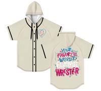 AJ Lee Your Favorite Wrestler Merch - Maglia da baseball con cappuccio, a maniche corte, unisex, Beige, XL