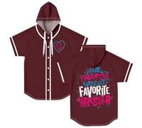 AJ Lee Your Favorite Wrestler Merch - Maglia da baseball con cappuccio, a maniche corte, unisex, Marrone, M