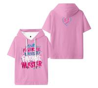 AJ Lee Your Favorite Wrestler Merch T-shirt con cappuccio, unisex, a maniche corte, abbigliamento casual alla moda, rosa, XXL