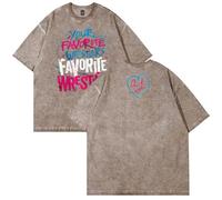 AJ Lee Your Favorite Wrestler Merch t-shirt cotone lavaggio t-shirt unisex manica corta casual girocollo t-shirt, Marrone, M