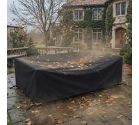 AJALGZ Copertura per Mobili da Esterno 240x180x85 cm, Telo Protettivo Impermeabile per Tavolo da Giardino Rettangolare, Ovale e Set Tavolo con Sedie in Rattan, Antivento e Resistente - Nero