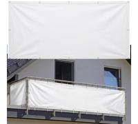 AJALGZ Frangivisto Balcone 3x5m | Telo Copri Ringhiera PES 160g/m² Impermeabile | Schermo Privacy Oscurante e Anti-UV con Occhielli | Protezione Vento per Esterno, Bianco