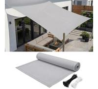 AJALGZ Telo Ombreggiante 2,4x3,6m Esterno Impermeable, Tenda a Vela Parasole Occhiellato, Tenda da Sole per Balcone, Giardino, Terrazze, Protezione Privacy e Antivento, Tessuto Robusto, Grigio Chiaro