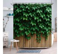AJALGZ Tenda da doccia 3D Nature's - Tema bambù e foglie verdi per l'arredo del bagno (185x205 cm/per bambini)