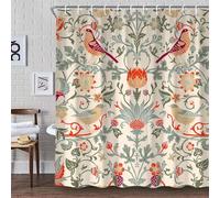 AJALGZ Tenda da doccia William Morris, tenda decorativa in tessuto colorato per il bagno (152x183 cm/extra lunga)