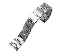 AJASMKLX Cinturino for orologio ad arco adatto for cinturino Casio MDV-106 MDV-107 MDV-106D MTP-VD01 Cinturino da uomo in metallo in acciaio inossidabile cinturino nero 22mm(Three beads Silver)