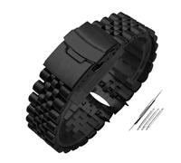AJASMKLX Cinturino for orologio ad arco adatto for cinturino Casio MDV-106 MDV-107 MDV-106D MTP-VD01 Cinturino da uomo in metallo in acciaio inossidabile cinturino nero 22mm(Five beads Black)