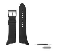 AJASMKLX Cinturino impermeabile in silicone 25mm adatto for Hamilton H24655331 H24615331 Serie VENTURA cinturino in gomma nero da uomo inclinato(Black-black bucke)