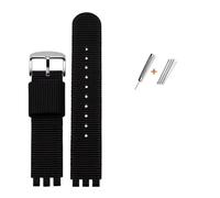 AJASMKLX Cinturino in tela 17MM 19MM adatto for SWATCH GN718 Cinturino for orologio originale in tessuto impermeabile catena for in nylon adatto for bracciale da uomo e da donna(Black-silver,17mm)