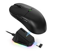 AJAZZ AJ159P Superlight Mouse da Gioco Wireless con Dock di Ricarica Magnetico, 56G Ultra-Light, Sensore Pixart Paw3395, 26000 DPI,2,4 GHz/USB-C Cablato, 6 Pulsanti Programmabili, per PC/Mac (Nero)