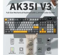 AJAZZ AK35I V3 Tastiera da gioco meccanica hot swap full size con schermo e manopola Tastiera con guarnizione 2.4G/BT/USB-C Piastra FR4 8000mAh Black yellow wired