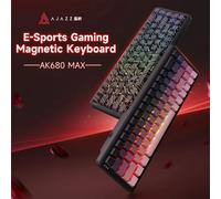 AJAZZ AK680 MAX Tastiera cablata Tastiera meccanica Albero di riso magnetico Edizione Hifi Luci RGB rosa sfumate incise lateralmente Fai da te H BIANCO