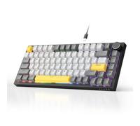 AJAZZ AK820 Kabelgebundene Mechanische Tastatur, Gaming-Tastatur, Südausrichtung RGB|Lautstärkeregler|82 Tasten|PBT-Tastenkappen|Poron Cotton|Hot-Swap-Fähiger, Custom Drivers für Windows MacOS Linux