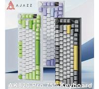 AJAZZ AK820 Tastiera da gioco meccanica cablata con layout al 75% con manopola del volume, LED frontale sud, copritasti PBT, RGB programmabile Red Switch