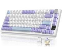 AJAZZ AK820PRO Tastiera da gioco meccanica wireless,2,4 GHz/BT5.0/USB-C,layout 75% 81 tasti con display a colori TFT e manopola CNC,RGB Backlit hot-swap,batteria 4000 mAh-Viola (Interruttore regalo)