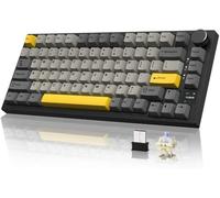 AJAZZ AK820PRO Tastiera da gioco meccanica wireless,2,4 GHz/BT5.0/USB-C,layout 75% 81 tasti con display a colori TFT e manopola CNC,RGB Backlit hot-swap,batteria 4000 mAh-Grigio (Interruttore regalo)