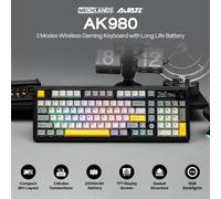 AJAZZ AK980 V2 Tastiera meccanica wireless sostituibile a caldo a tre modalità, schermo a colori da 1,14 pollici + manopola del volume, layout a 98 tasti, RGB
