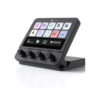 AJAZZ AKP05E Wired Macro Keypad Stream Controller Deck, Gaming Shortcut Keyboard with 10 Programmable Keys and 4 Knobs, Customizable Touchscreen, for YouTube, Desk Office Setup, Laptop, PC, Black