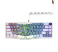 AJAZZ AKS068 Tastiera da gioco meccanica cablata con cavo a spirale,montaggio su guarnizione layout Alice 68 e manopola CNC,interruttore rosso hotswap,programmabile VIA,retroilluminazione RGB-Viola