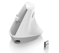 AJAZZ i300 Mouse Ergonomico Verticale Wireless, 2,4GHz/BT, Leggero da 84g, Clic Silenziosi, Angolo Verticale di 57°, Reduce Muscle Strain, 1600DPI, Mouse da Ufficio per Windows/Mac/iPad/Laptop, Bianco