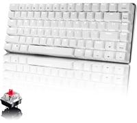 AJAZZ Tastiera Meccanica da Computer Gaming, USB Cablata 82 Tasti Anti-Ghosting Tastiera Gioco Bianco Illuminata Backlit, Mechanical Keyboard Compatta Ergonomica, Interruttore Rosso, Bianco
