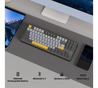 AJAZZAK870 tastiera meccanica a tre modalità RGB tre combatte keycap originale nero grigio giallo fai da te hot-swap