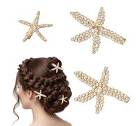 Ajcotahm 3 fermagli per capelli a forma di stella marina, a forma di sirena, a forma di stella marina, per la spiaggia, l'estate, la festa a tema da donna