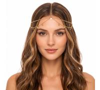 Ajcotahm Orecchini a forma di testa in stile egiziano con paillettes dorate | Fascia per capelli da donna per feste, balli, Halloween, matrimoni