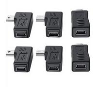 AJDPOI Adattatore da Mini USB a Mini USB [confezione da 6] USB 5 pin maschio a femmina, convertitore adattatore 90 gradi ad angolo sinistro e destro