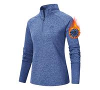 AjezMax Winter Run Top da Donna Mezza-Zip Manica Lunga Termica da Corsa Cielo Blu x-Large