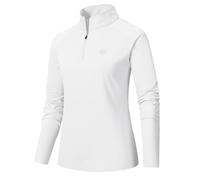 AjezMaxDonna Maglia da Corsa a Maniche Lunghe 1/2 Zip Felpa in con Mezza Felpa in Pile Leggero Sportivo Sportiva Bianco Small