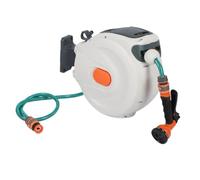 Ajhui 1 Pz. Avvolgitubo Retrattile for Tubo da Giardino, Ritorno Lento, Riavvolgimento Automatico, Montaggio A Parete con Ugello Spruzzatore for Autolavaggio