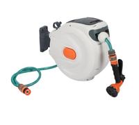 Ajhui Avvolgitubo da Giardino Retrattile con Supporto A Parete Indipendente, con Ugello Spruzzatore, Qualsiasi Lunghezza, Blocco, Ritorno Lento, Girevole A 180°, 10 M