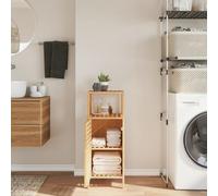 AJJHUUKI Armadietto da bagno con mensola, 36 x 33 x 87 cm, in bambù, armadietti e contenitori, armadi e armadietti