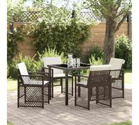 AJJHUUKI Garden Dining Set 5 pezzi marrone Poly Rattan