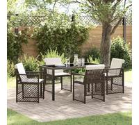 AJJHUUKI Garden Dining Set 5 pezzi marrone Poly Rattan