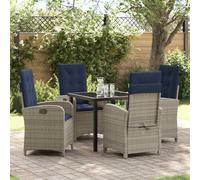 AJJHUUKI Garden Dining Set 5 pz Grigio Poly Rattan