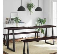 AJJHUUKI Home-Accessori Tavolo,Piani Tavolo,Piano Tavolo Marrone Scuro 200x40x(2-4) cm Legno Massello Trattato Live Edge