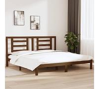 AJJHUUKI Home-Letti e accessori,Telaio del letto e del letto,Giroletto senza materasso marrone miele 200x200 cm Legno massello di pino
