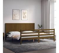 AJJHUUKI Home-Letti e accessori,Telaio del letto e del letto,Giroletto senza materasso Marrone miele 200x200 cm Legno Massiccio