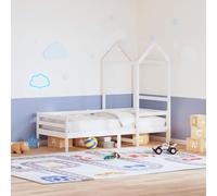 AJJHUUKI Letti & Accessori-Letto & Letto Accessori Telaio - Letto per bambini Tetto Bianco 108x70x176.5 cm Legno massello di pino