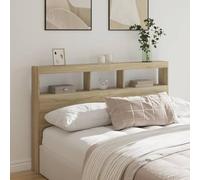 AJJHUUKI Letti & Accessori-Testiera & Pediere-Armadietto Testiera con LED Rovere Sonoma 160x17x102 cm