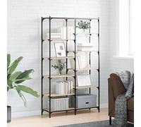 AJJHUUKI Libreria in rovere Sonoma 100x32x170 cm Ingegnerizzato Legno e Ferro-Mobili, Scaffalature, Librerie & Mensole
