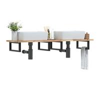 AJJHUUKI Mensola per lavabo a parete in acciaio e legno massello Acacia-Furniture, armadi e stoccaggio, unità di vanità, unità di vanità del bagno