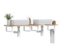 AJJHUUKI Mensola per lavabo a parete in acciaio e legno massello Acacia-Furniture, armadi e stoccaggio, unità di vanità, unità di vanità del bagno