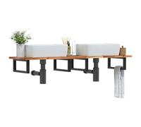 AJJHUUKI Mensola per lavabo a parete in acciaio e legno massello Acacia-Furniture, armadi e stoccaggio, unità di vanità, unità di vanità del bagno